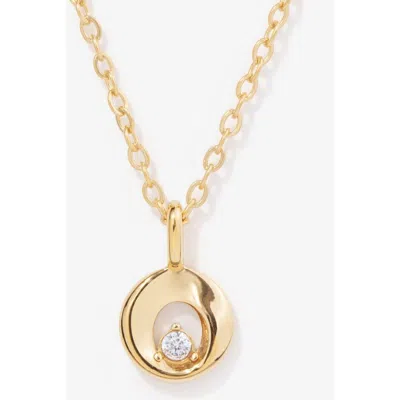 Little Sky Stone Mini Halo Charm Necklace In Gold