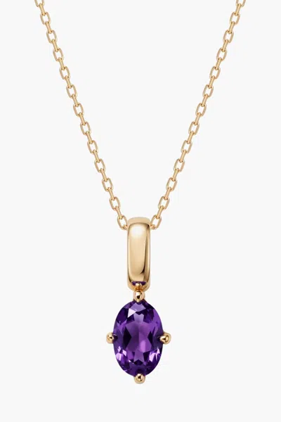 Little Sky Stone Oval Birthstone Necklace In Gold