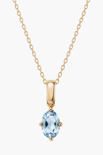 Little Sky Stone Oval Birthstone Necklace In Gold