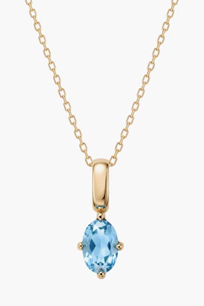 Little Sky Stone Oval Birthstone Necklace In Gold