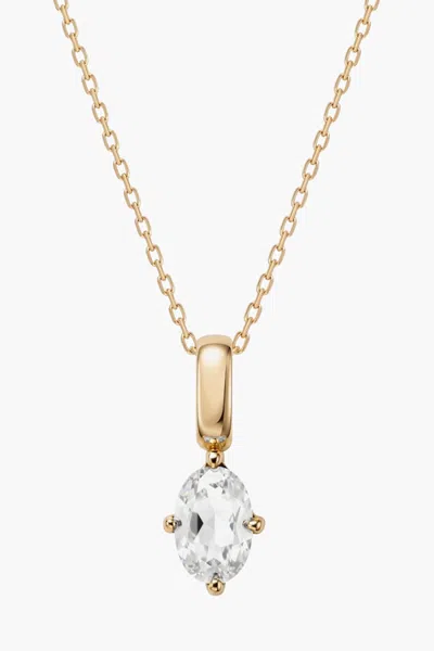 Little Sky Stone Oval Birthstone Necklace In Gold