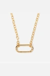 Little Sky Stone Oval Link Connector Necklace In Gold