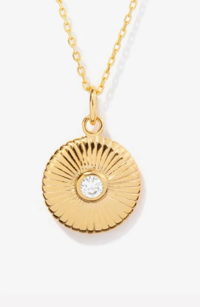 Little Sky Stone Palmer Sunburst Pendant Necklace In Gold