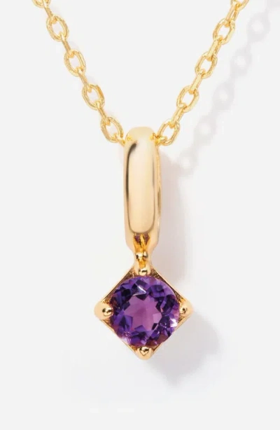 Little Sky Stone Round Birthstone Necklace In Gold