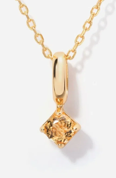 Little Sky Stone Round Birthstone Necklace In Gold