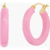 Little Sky Stone Sasha Enamel Hoop Earrings In Pink