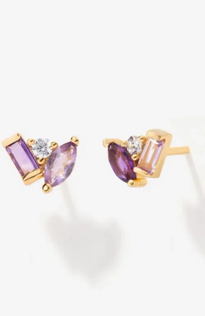 Little Sky Stone Seraphina Amethyst Stud Earrings In Purple