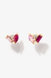 Little Sky Stone Seraphina Celeste Stud Earrings In Gold, Pink, Red