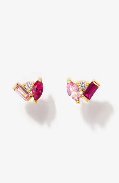 Little Sky Stone Seraphina Celeste Stud Earrings In Ruby/pink