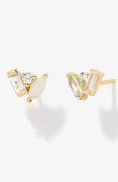 Little Sky Stone Seraphina Moonstone Topaz Stud Earrings In Gold