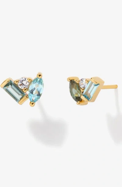 Little Sky Stone Seraphina Topaz Tourmaline Stud Earrings In Gold
