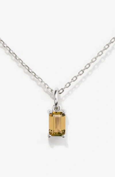 Little Sky Stone Silver Birthstone Necklace In Brown