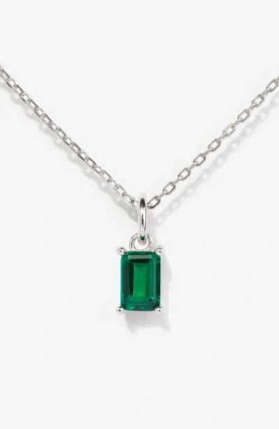 Little Sky Stone Silver Birthstone Necklace In Green