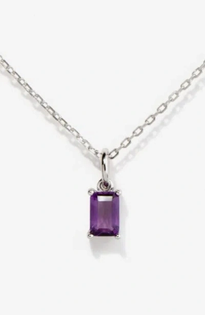 Little Sky Stone Silver Birthstone Necklace In Purple
