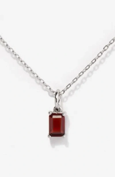 Little Sky Stone Silver Birthstone Necklace In Red