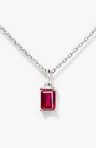 Little Sky Stone Silver Birthstone Necklace In Red