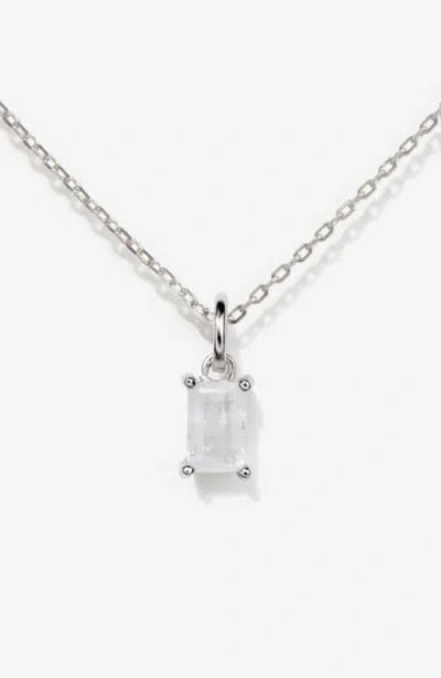 Little Sky Stone Silver Birthstone Necklace In White