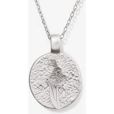 Little Sky Stone Water Lily July Birth Flower Necklace In Gray