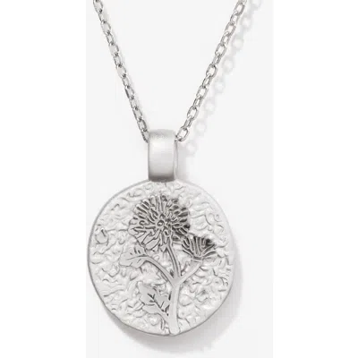 Little Sky Stone Water Lily July Birth Flower Necklace In Gray