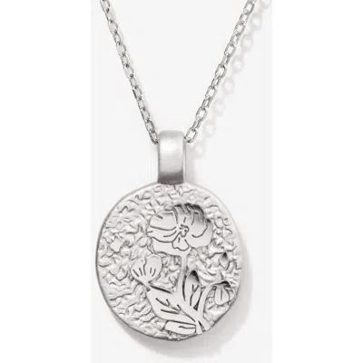 Little Sky Stone Water Lily July Birth Flower Necklace In Silver