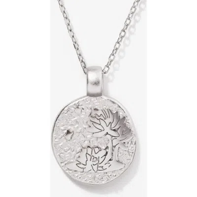 Little Sky Stone Water Lily July Birth Flower Necklace In Silver