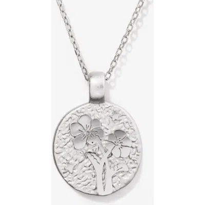 Little Sky Stone Water Lily July Birth Flower Necklace In Silver