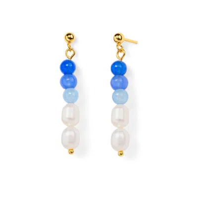 Little Sky Stone Women's Aria Pearl Blue Bead Earrings