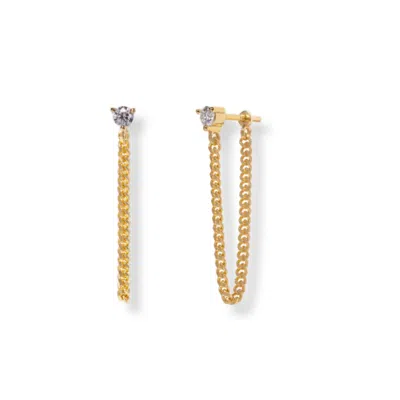 Little Sky Stone Women's Chained Moissanite Drop Earrings In Multi