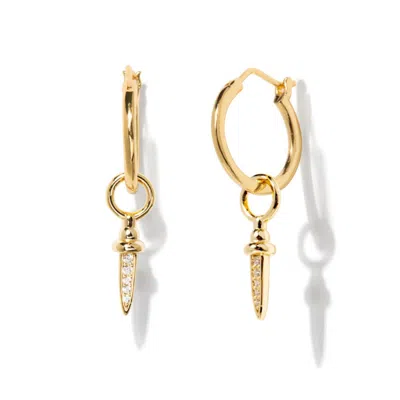 Little Sky Stone Women's Dagger Drop Gold Hoop Earrings