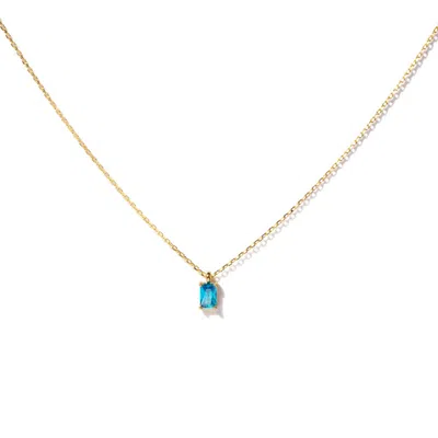 Little Sky Stone Women's Gold / Blue Tiny Baguette Aquamarine Gold Necklace