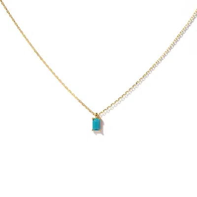 Little Sky Stone Women's Gold / Blue Tiny Baguette Turquoise Gold Necklace