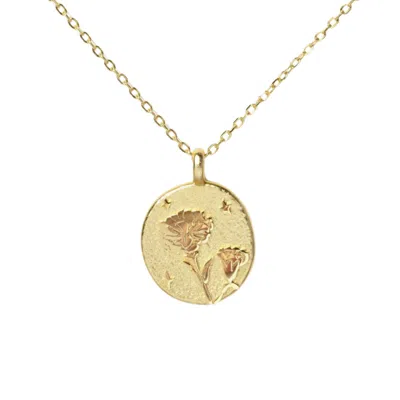 Little Sky Stone Women's Gold Carnation January Birth Flower Necklace
