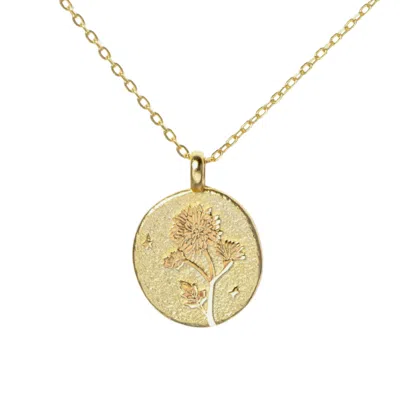 Little Sky Stone Women's Gold Chrysanthemum November Birth Flower Necklace