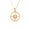 Little Sky Stone Compass Pendant Necklace In Gold