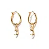 Little Sky Stone Women's Gold Crescent Moon Opal Hoop Earrings