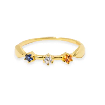 Little Sky Stone Women's Gold Elena Multicolor Sapphire Accent Ring