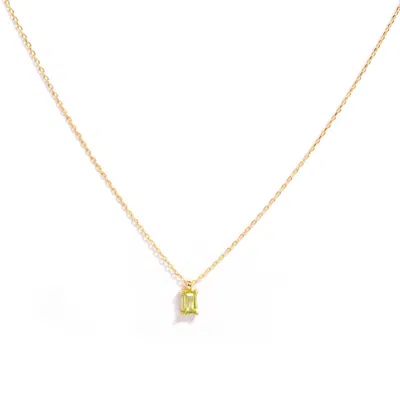 Little Sky Stone Women's Gold / Green Tiny Baguette Peridot Necklace