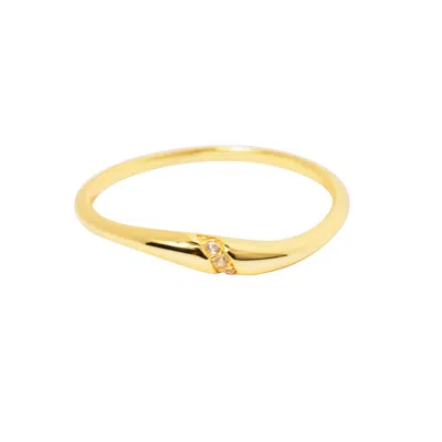 Little Sky Stone Women's Gold Liana Wave Stack Ring