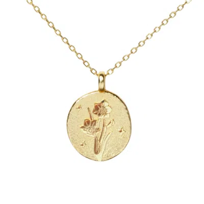 Little Sky Stone Women's Gold Narcissus December Birth Flower Necklace