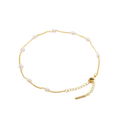 Little Sky Stone Women's Gold Pearl Chain Anklet
