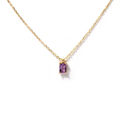 Little Sky Stone Women's Gold / Pink / Purple Tiny Baguette Amethyst Gold Necklace