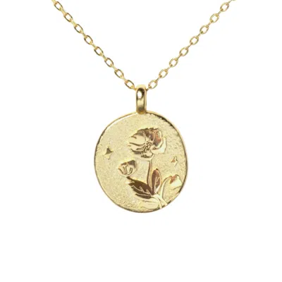 Little Sky Stone Women's Gold Poppy August Birth Flower Necklace