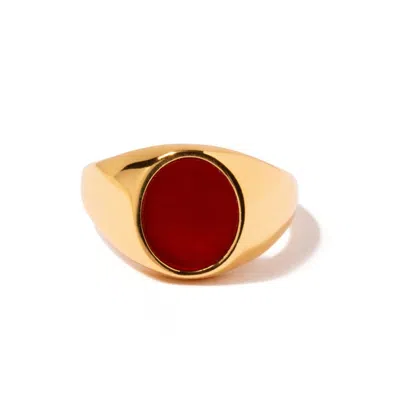 Little Sky Stone Women's Gold / Red Laurel Red Agate Signet Gold Ring