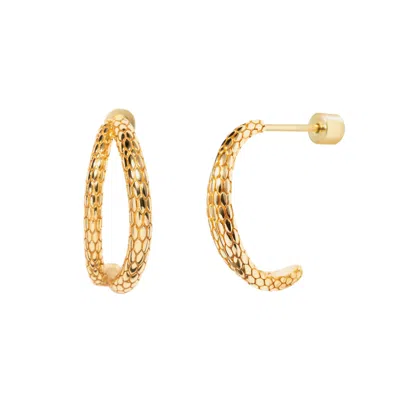 Little Sky Stone Women's Gold Snake Double Hoop Earrings
