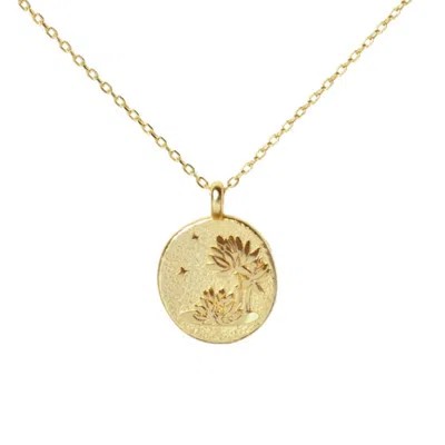 Little Sky Stone Women's Gold Water Lily July Birth Flower Necklace