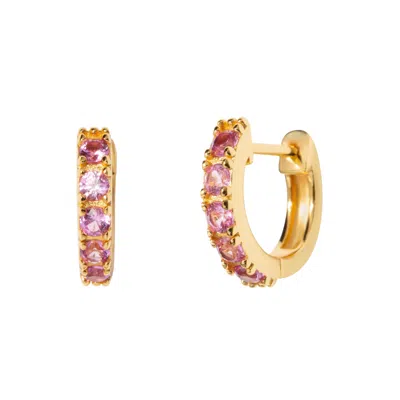 Little Sky Stone Women's Pink / Purple Birthstone Pink Tourmaline Huggie Earrings - October In Multi