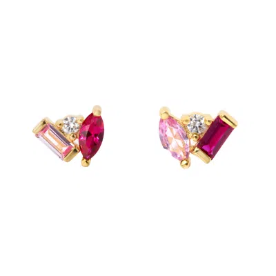 Little Sky Stone Women's Pink / Purple Seraphina Celeste Stud Earrings In Multi