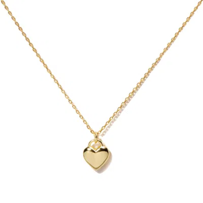 Little Sky Stone Women's Puffed Heart Gold Plated Necklace