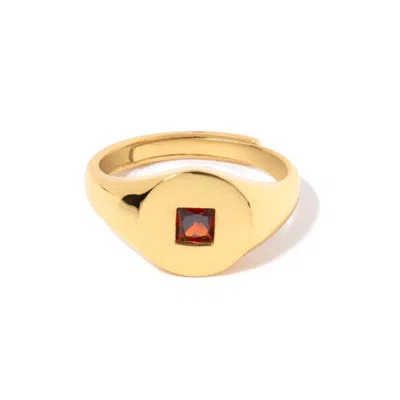 Little Sky Stone Women's Red / Gold Garnet Signet Gold Ring