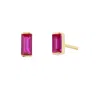 Little Sky Stone Women's Red Tiny Baguette Ruby Stud Earrings In Neutral